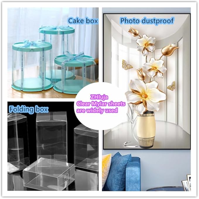 Clear Craft Plastic Sheets, Blank Stencil 18" x 48" 5 Strong and Flexible Transparent Acetate Mylar Sheet for Cricut