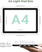 Rechargeable A4 Light Box for Tracing,Bawaslom LED Light Pad with Adjustable Stand and Strong Magnets,Ultra-Thin & Bright Tracing Board for Diamond Art,Sketching,Vinyl Weeding,Architectural Design