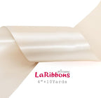 LaRibbons Nude Satin Ribbon 4 Inch 10 Yards Double Faced Luxury Nude Silk Ribbon for Gift Wrapping Flower Bouquets Bow Christmas Wedding Party Decoration