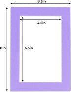 5x7 Mat for 8.5x11 Frame - Precut Mat Board Acid-Free Show Kit with Backing Board, and Clear Bags Light Purple 5x7 Photo Matte Made to Fit a 8.5x11 Picture Frame Matboard for Framing, Pack of 10 Mats