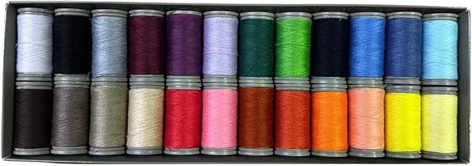 Colorful Serger Sewing Thread - 24 Cones Threads of 500 Yards Each Spool | Sewing Clips Quilting Materials Sewing Machines for Beginners and Heavy-Duty Sewing Machine Threads (24 Color)