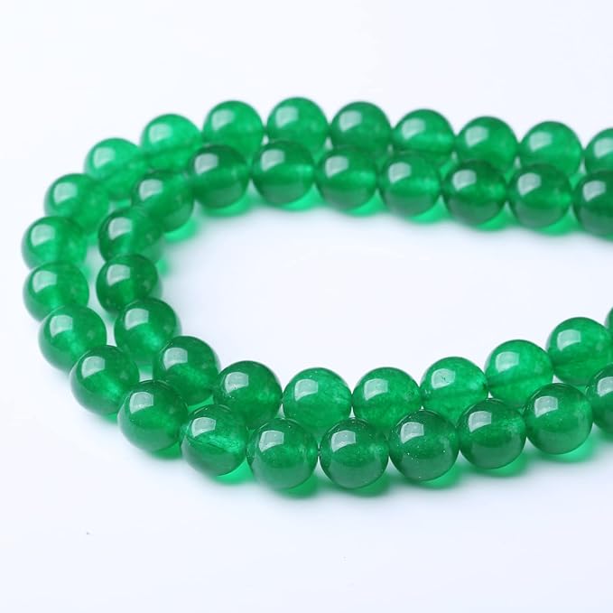 48PCS 8MM Natural Green Jade Stone Beads Energy Healing Beads for DIY Jewelry Bracelet Necklace Making for Jewelry Making15Inch