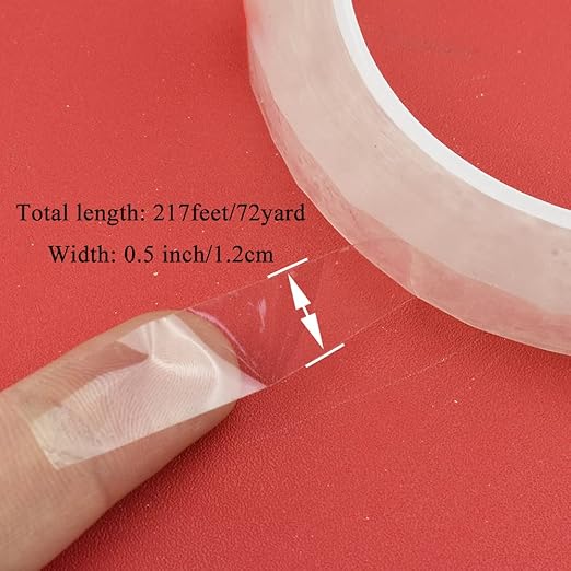 HAHIYO Clear 0.5Inch Wide (217Feet/72Yard Total) 1Rolls Floral Tape Waterproof Florist Tape Flower Wrap Adhesive Waterproof Decorative Tape for Bouquet Stem Wrapping Flower Arranging and Floral Craft
