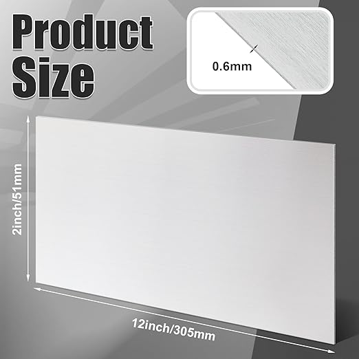 1 Pcs 430 Stainless Steel Sheet Metal 12 x 2 Inches 24GA Metal Plates Panel #4 Brushed Finish Magnetic Mount Board Wall Food Truck Restaurant Crafting Kitchen Floor Trailer Garage Gym