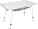 PORTAL Camping Table Portable Foldable with Adjustable Legs, Aluminum Folding Table Roll Up Table with Carrying Bag for Outdoor, Beach, Picnic, Backyards, BBQ and Party, Silver, Big