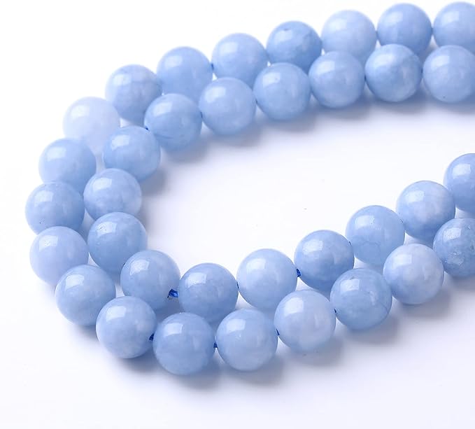90PCS 4MM Natural Aquamarine Jade Chalcedony Round Loose Stone Beads for Jewelry DIY Energy Stone Healing Power Bracelet 15"