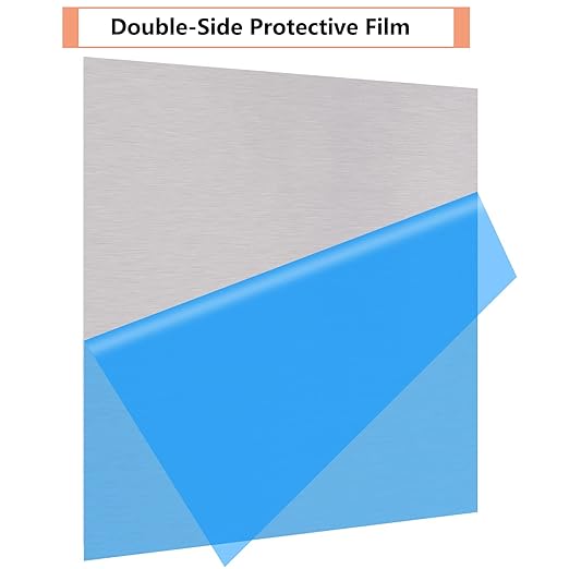 2Pack 5052 H32 Thin Aluminum Sheet Metal 12 x 12 x 1/64 (0.02”) Inch Plain Aluminum Plate Covered with Protective Film, Rectangle 0.5MM Aluminum Metal Plate for Crafting, Industrial