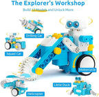 WhalesBot C3 Pro 12-in-1 Remote Control & Coding Robot Kit for Kids 4+, Advanced Smart Panel & Cards Programming, Educational STEM Toy, Block Building Set with Controller & Motor for Kids 4-6, 5-7