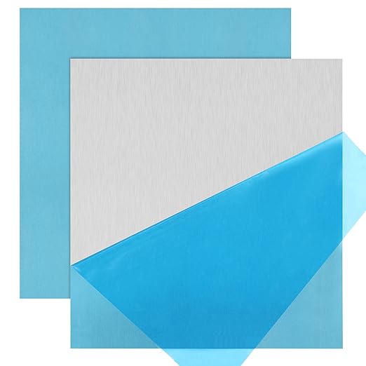 2Pack 6061 T651 Aluminum Sheet Metal 8 x 8 x 1/32(0.8MM) Inch Flat Plain Thin Aluminum Plate Covered with Protective Film, Heat Treatable Rectangle Aluminum Metal Plate for Crafting, DIY, Industrial