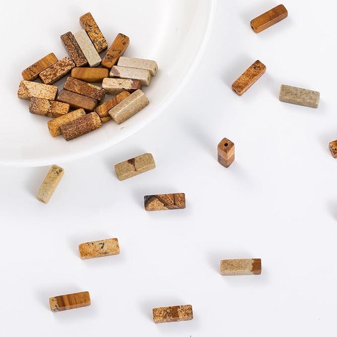 Natural Blown Picture Stone Rectangle Tube Beads 4x13mm 38cm/str Loose Semi Gemstone Stone Beads for Making Bracelets Necklace Earrings