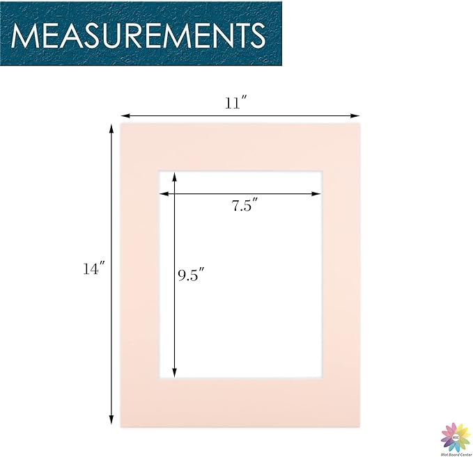 Mat Board Center, Pack of 10, 11x14 for 8x10 Pink Color Mats - Bevel Cut, Acid Free, 4-ply Thickness, White Core - for Pictures, Photos, Framing