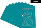 5x7 Mat for 8.5x11 Frame - Precut Mat Board Acid-Free Teal Blue 5x7 Photo Matte Made to Fit a 8.5x11 Picture Frame, Premium Matboard for Family Photos, Show Kits, Art, Picture Framing, Pack of 25 Mats