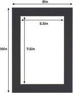 6x8 Mat for 8x10 Frame - Precut Mat Board Acid-Free Show Kit with Backing Board, Clear Bags, Black Photo Matte Made to Fit a 8x10 Picture Frame Matboard, Pack of 100