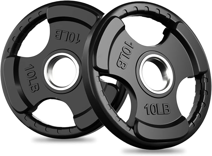 RitFit Olympic Rubber Grip Plates for Barbell, 2-Inch Weight Plates for Weightlifting and Strength Training in Home & Gym, Single, Pair and Sets(2.5/5/10/25/35/45 LB)