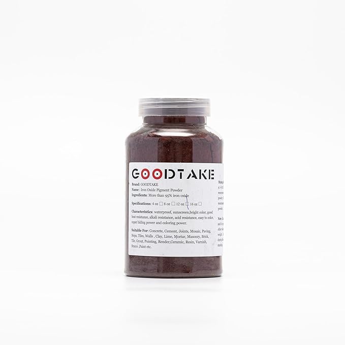GOODTAKE Concrete Pigment, Wine Red Iron Oxide Powder, Concrete Cement Dye Color Pigment for Pastel, Tile, Paint, Mortar, Clay, Lime, Grout, Bath Bombs Coloring (Wine Red, 8 oz)