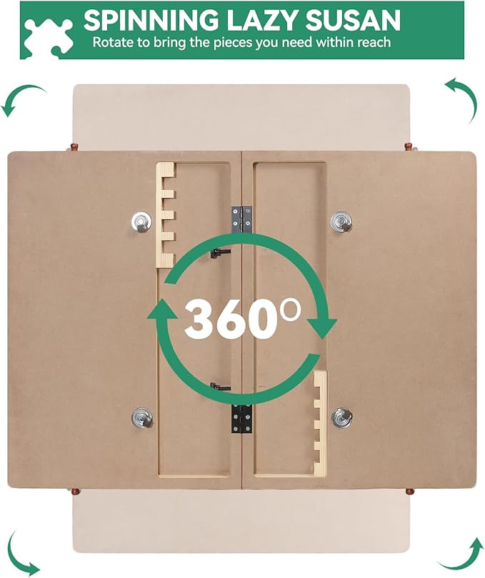 1500 Pieces Rotating Puzzle Board with Drawers and Cover, 34.4"x24.2" Portable Wooden Jigsaw Puzzle Table for Adults and Teens, Puzzle Board with Lazy Susan & Felt, Christmas Birthday Gift