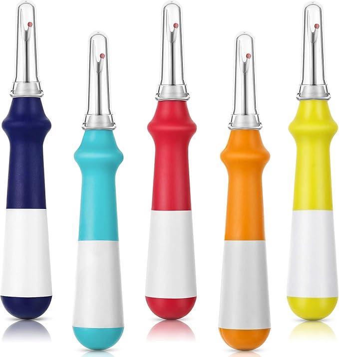 Mudder 5 Pieces Seam Ripper for Sewing Ergonomic Seam Ripper Colorful Large Thread Remover Stitch Tool Handy Thread Picker for Sewing Crafting Embroidery Removal Tool, 5 Colors