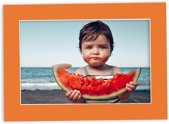 Poster Palooza 8x10 Mat Bevel Cut for 5.5x8.5 Photos - Acid Free Orange Precut Matboard - For Pictures, Photos, Framing - 4-ply Thickness