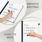 AGM Portable White Board Dry Erase Notebook, 12" x 9" Double Sided Folding Whiteboards with 3 Pens, Small Travel Dry Erase Board Skin-Friendly Material for Study, Meeting, Planning, Dark
