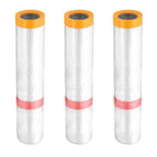 HARFINGTON 3 Rolls Pre-Taped Masking Film 78.7" x32.8ft Double Adhesive Tape and Drape Painters Plastic Drop Cloth Film with Tape Plastic Sheeting for Automotive Painting Covering