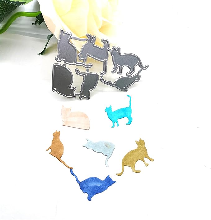 Cutting Dies Metal Stencils Scrapbooking Tools DIY Embossing Template for Paper Card Making Album Arts Crafts Supplies (6 Cats-8.7x6cm)
