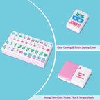 American Mahjong Tile Set(Pink) with Carrying Bag and Accessories, 160 Acrylic Engraved Mahjong Tiles