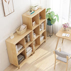 IOTXY Open Cube Low Bookcase - 3-Tier Freestanding Storage Display Cabinet Organizer with Legs for Home Office, 6-Cubes Open Shelf Short Bookshelf, Oak