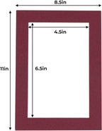 5x7 Mat for 8.5x11 Frame - Precut Mat Board Acid-Free Maroon 5x7 Photo Matte Made to Fit a 8.5x11 Picture Frame, Premium Matboard for Family Photos, Show Kits, Art, Picture Framing, Pack of 1 Mat