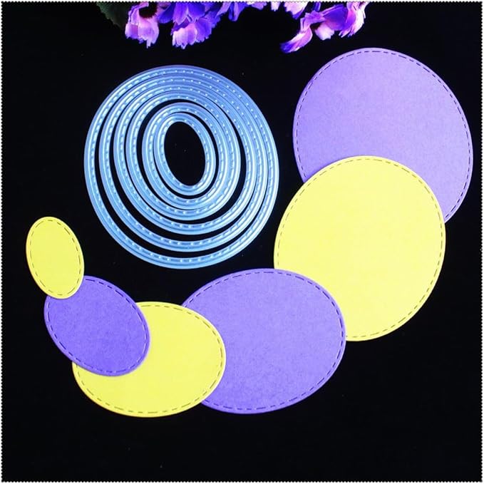 Mvchifay Cutting Dies Happy Birthday Thanks Metal Stencils Scrapbooking Tool DIY Emboss for Paper Card Making (Ovals Set)