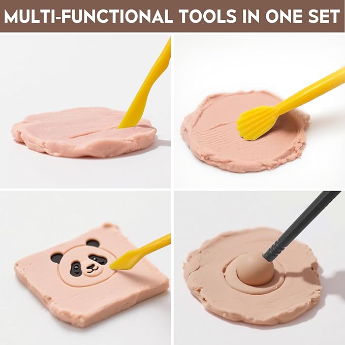 Clay Tools, 18pcs DIY Plastic Pottery Tool Kit for Polymer, Modeling, Air Dry Clay, Sculpting Tools Dotting Ball Stylus Pen for Embossing, Fondant, Crafts, Styling, for Kids and Beginners