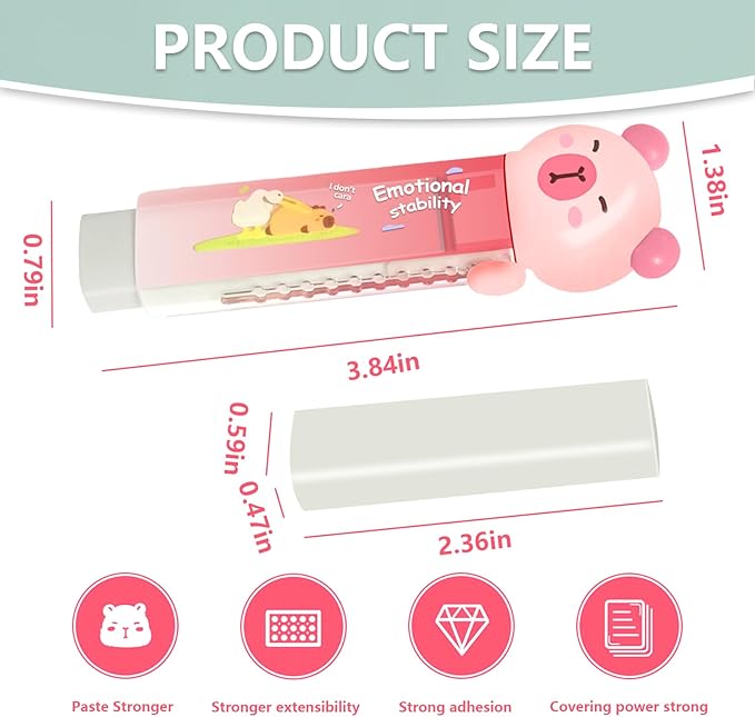 3Pcs Retractable Pencil Erasers, Cute Erasers,Kawaii Capybara Eraser,Suitable for School Home Office Supplies