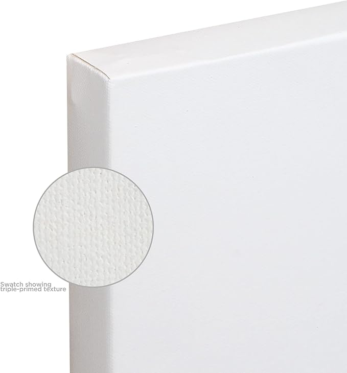 Creative Mark The Edge Deluxe Cotton 1-1/2" Deep Stretched Canvas for Painting, 24x24 Pack of 3, 14oz. Primed Weight, Universal Archival Priming, Medium Tooth, Hand-Stretched Canvas for Painters