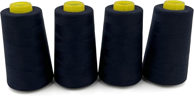 Tortoise 4 Cones of 3000 Yards Each Spool Thread for All Purpose, Serger, Overlock, Quilting, Sewing Machine - 100% Polyester - 40S/2 - Dark Navy Blue