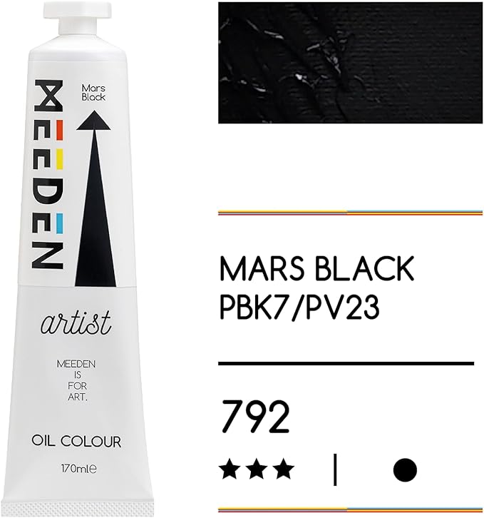 MEEDEN Artist Grade Oil Paint: Mars Black - 170ml/5.7oz Tube - Professional Art Paints for Canvas Painting