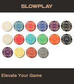 SLOWPLAY Nash Ceramic Poker Chips in Bulk, Casino Grade Ceramic 12-Gram Poker Chip for Texas Hold'em, 43mm Professional Chips Pack of 50 (White)