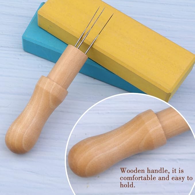 Mayboos Wool Felting Tool Kit - 3 Needles, Finger Protector for Home Craft Work