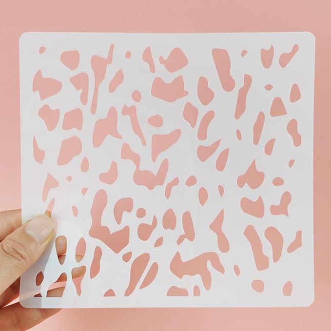 16 Pcs Layering Stencils for Painting, 6"x6" Mixed Texture Bubble Dot Waves Stone Crackle Splatter Geometric Stencils for Painting on Card Canvas, Mix Media Spray Paint Templates