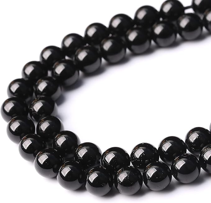 46pcs 8mm AAAA Natural Black Tourmaline Gemstone Beads Round Loose Beads for Jewelry Making DIY Bracelet Necklace