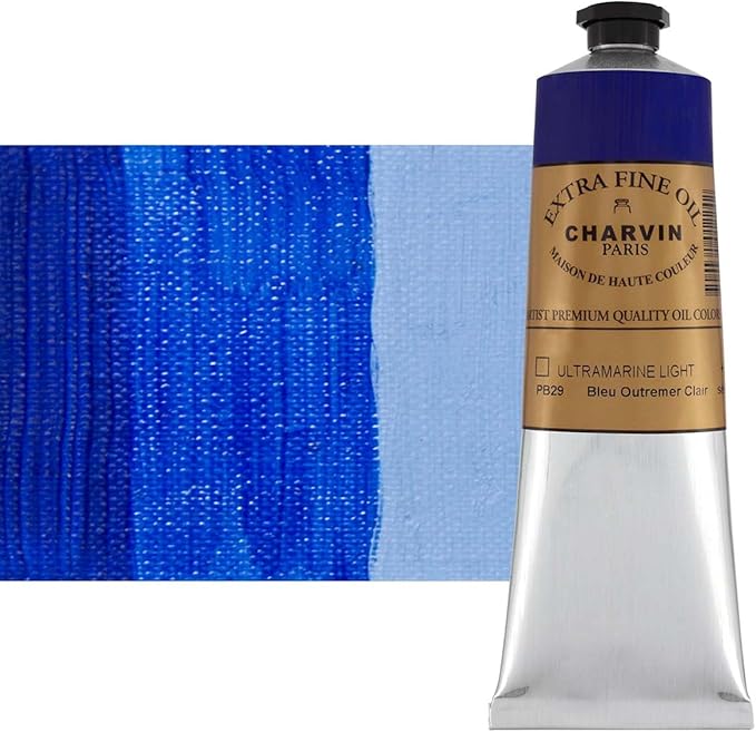 Charvin Extra Fine Oil Paint, Ultramarine Blue Light 150 ml - Triple-Milled, Rich Texture, Poppy Oil-Based, Light-Fast, Handmade, Archival Quality