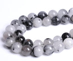 90pcs 4mm AAA Natural Black Quartz Rutilated Beads Round Loose Beads for Jewelry Making DIY Bracelet Crystal Energy Healing Power Stone (Black Rutilated Quartz Crystal, 4mm)