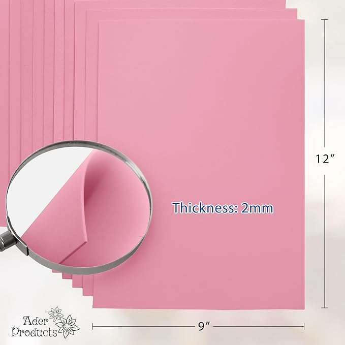 Pink EVA Foam Sheets for Crafts, 9 x 12 Inch, 2mm Thickness – Ideal for DIY Arts and Crafts, Foam Paper for Kids, Cosplay and Costumes - 15 Pack