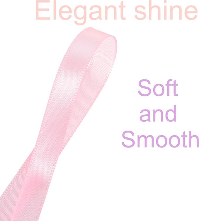 3/8 Inch Light Pink Ribbon, 50 Yards Craft Polyester Satin Ribbon Perfect for Gift Wrapping, Handmade Roses, Wedding Party Decorations and DIY Crafts