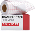 HTVRONT Transfer Tape for Vinyl- 5.5" x 50 FT w/Red Alignment Grid for Adhesive Vinyl, Silhouette Cameo Transfer Paper for Vinyl for Decals,Signs, Windows, Stickers