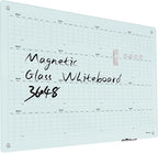 Magnetic Glass Yearly Calendar Whiteboard - Glass Dry Erase Board 48"x36" Large Frameless Glass Board for Walls Office School and Home