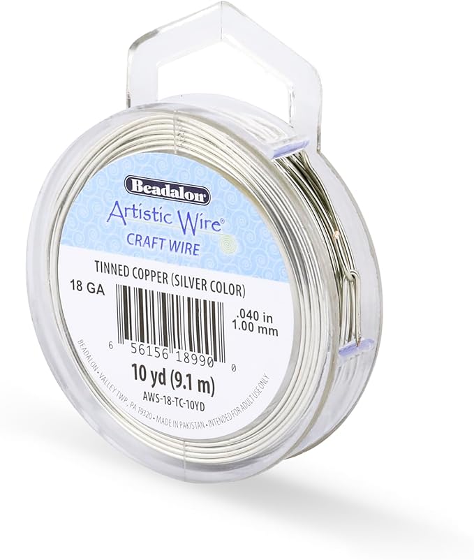 Artistic Wire, 18 Gauge Tarnish Resistant Tinned Copper Craft Wire, 10 yd