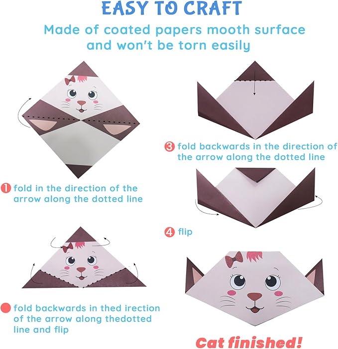 Origami Kit for Kids Ages 5-16, 108 Sheets with 54 Patterns & Instruction Book | Origami Paper Kit for Beginners & Advanced | Arts & Crafts Toys for Girls & Boys Ages 8-12 | Birthday & Christmas Gifts