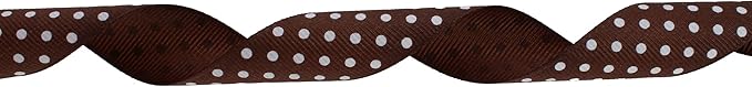 Polka Dot Grosgrain Ribbon 25 Yard Each Roll 100% Polyester (1", Coffee)