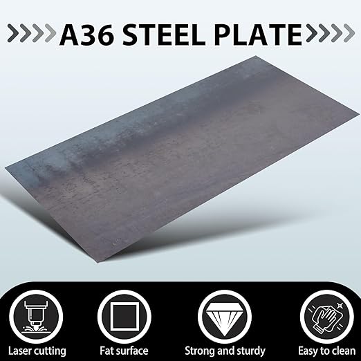 Hicarer 12 x 24 Inch A36 Carbon Steel Sheet 0.08" Thickness Length 14 Gauge Hot Rolled Steel Plate for Automotive Sheet Metal, Furniture or Industrial, Unpolished (Mill) Finish