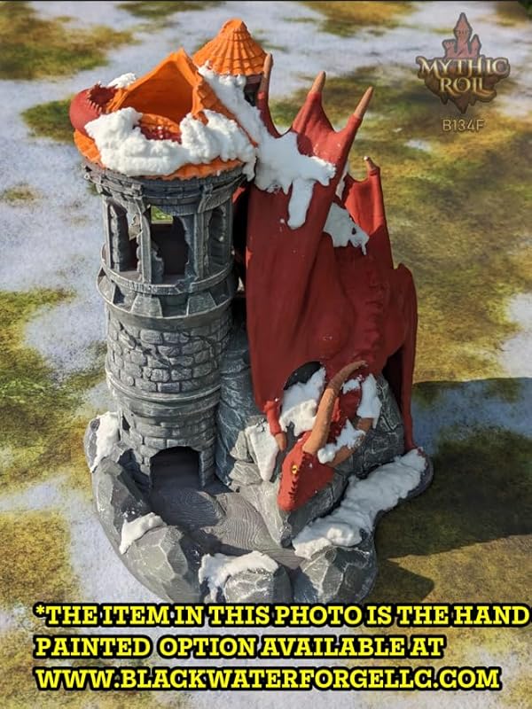 Dragon 3D Printed Dice Tower - Mythic Roll Collection - Unchained Games - Ascend to New Heights with your Rolls! (14.) Yellow)