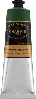 Charvin Extra Fine Professional Acrylic Paint - Hooker's Green, 150ml Tube, Triple-Milled, Lightfast Pigments, Open Stock Artist Acrylic Paints in Nature-Inspired Hues